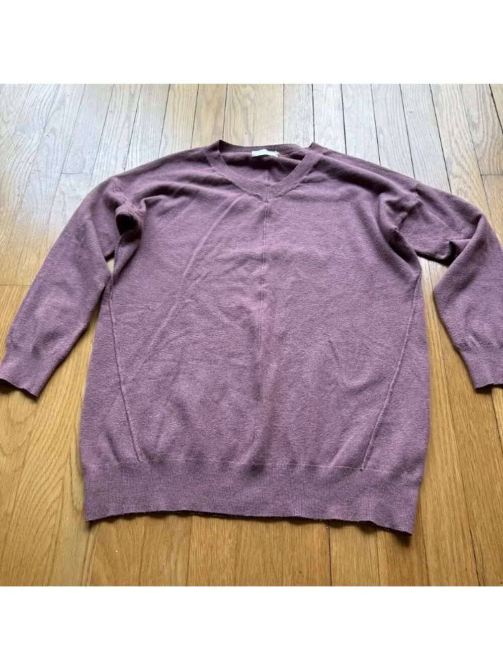 Dreamers Size S Mauve Cotton Rayon Blend Lightweight Long Sleeve V-Neck Sweater